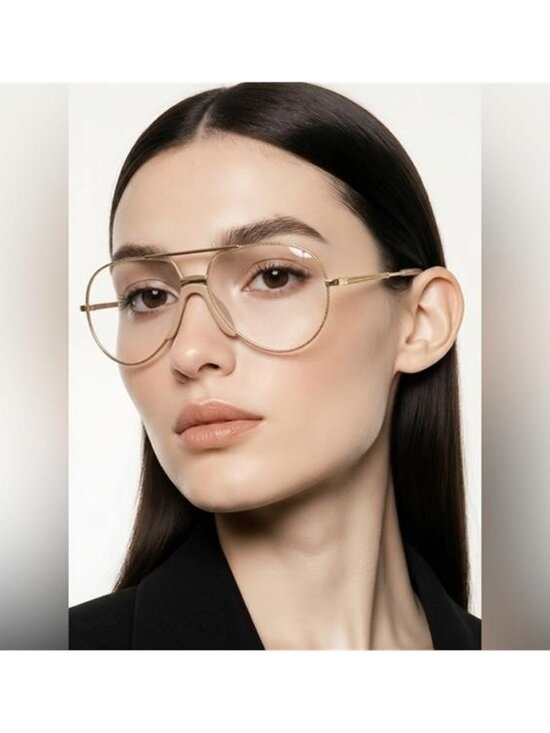 New GUCCI UNISEX AVIATOR GOLD GOLD TRANSPARENT SUNGLASSES GG0432S-30006312-001 main image 6